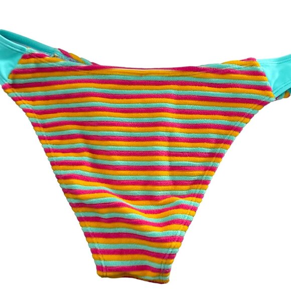 CUPSCHE Terry Multi color Striped Bikini Set Size Medium NEW - Picture 4 of 6